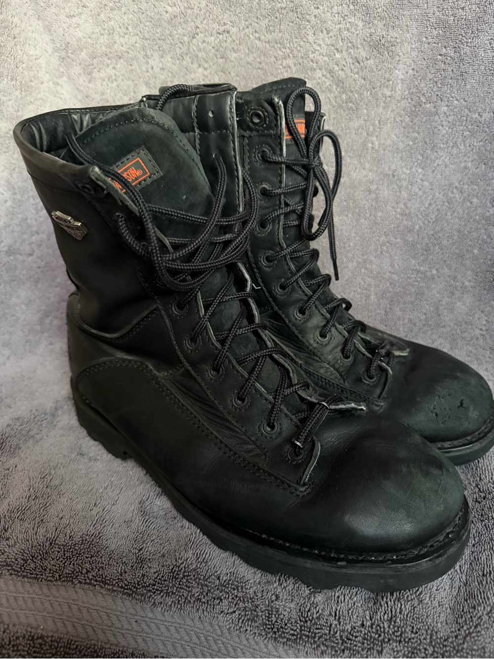 Harley-Davidson Black Lace-Up Men's Riding Boots with branded HD Accents